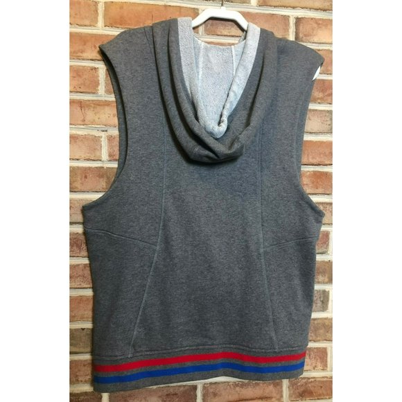 Men's Sleeveless Muscle Hoodie Sz M V-Neck w/Drawstring Kangaroo Pouch Gym Wear - Picture 5 of 8
